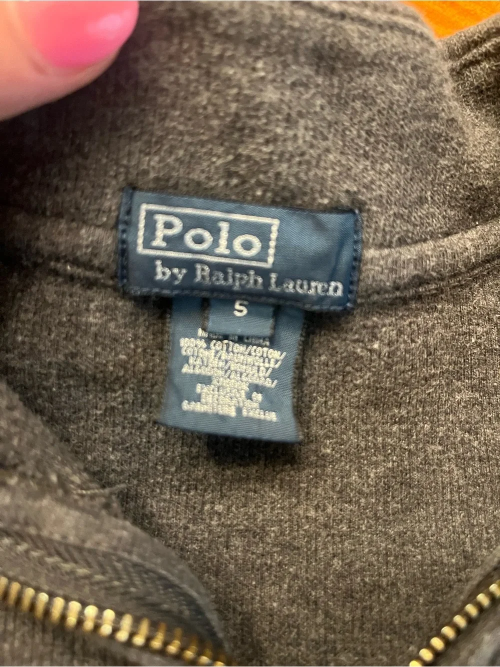 Ralph Lauren Dark Gray Half-Zip Sweater with Green Pony